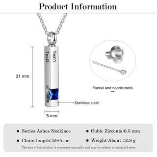 Custom Vertical Bar Ashes Necklace
