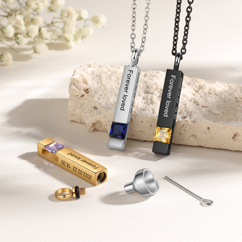 Custom Vertical Bar Ashes Necklace