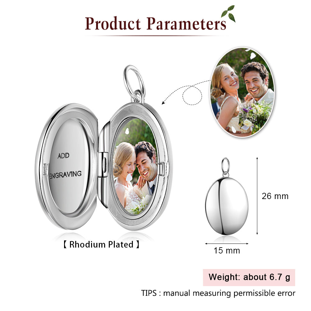 Personalized Rhodium Plated Photo Necklace