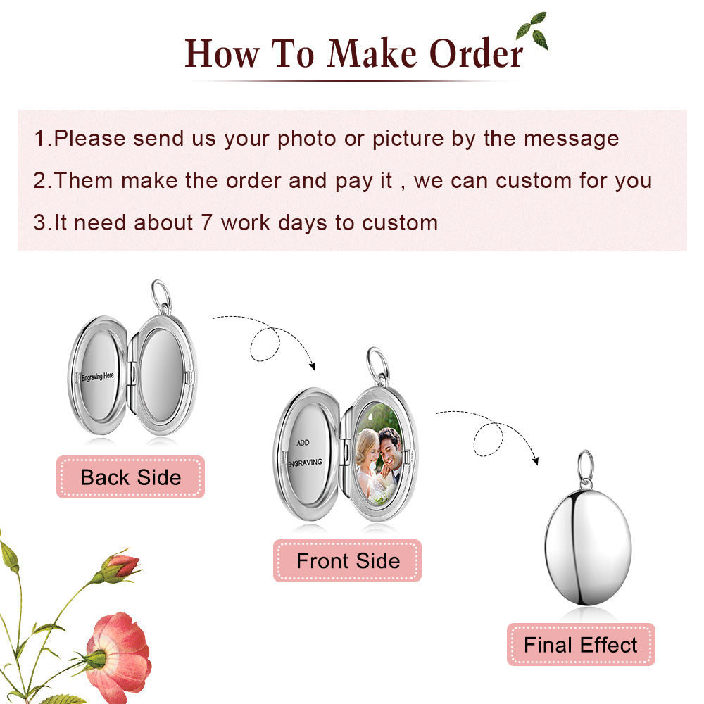 Personalized Rhodium Plated Photo Necklace