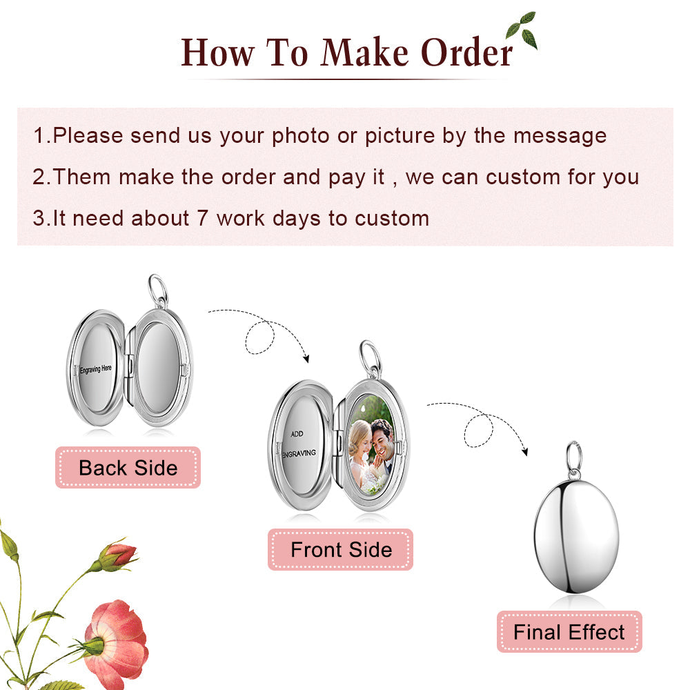 Personalized Rhodium Plated Photo Necklace