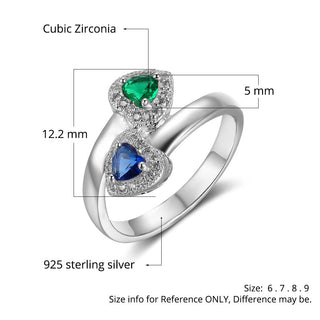 925 Sterling Silver Birthtsone Heart Ring