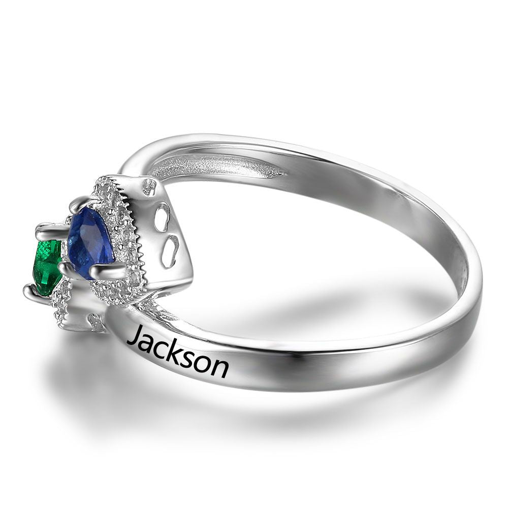925 Sterling Silver Birthtsone Heart Ring