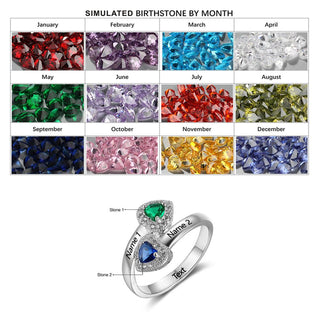 925 Sterling Silver Birthtsone Heart Ring