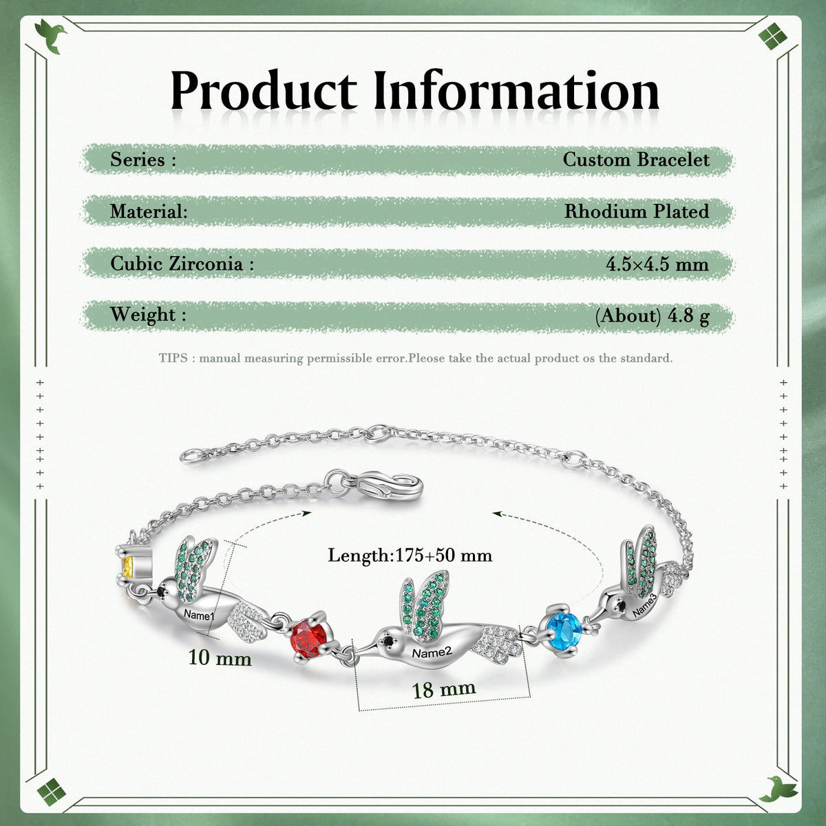 Custom Bird Bracelet