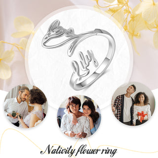 Adjustable  Birthflower Name Ring