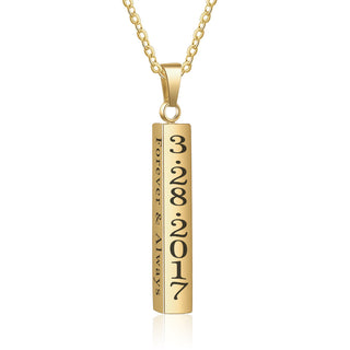 Personalized Stainless Steal Vertical Bar Necklace