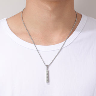 Father's Day Engraving Stainless Steel Long Strip Necklace With Thick Chain