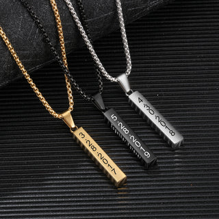 Father's Day Engraving Stainless Steel Long Strip Necklace With Thick Chain