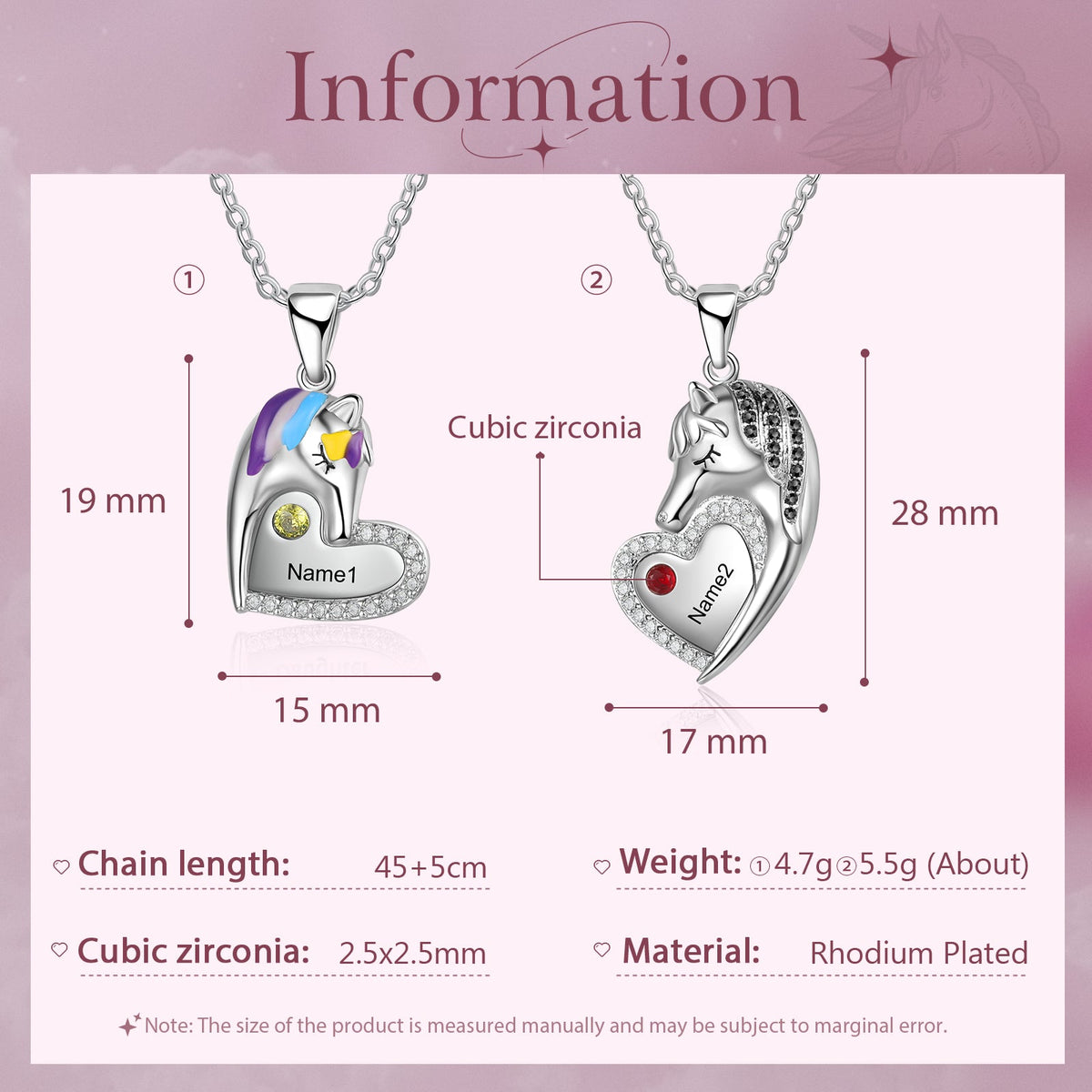 Custom Heart Animal Horse Necklace