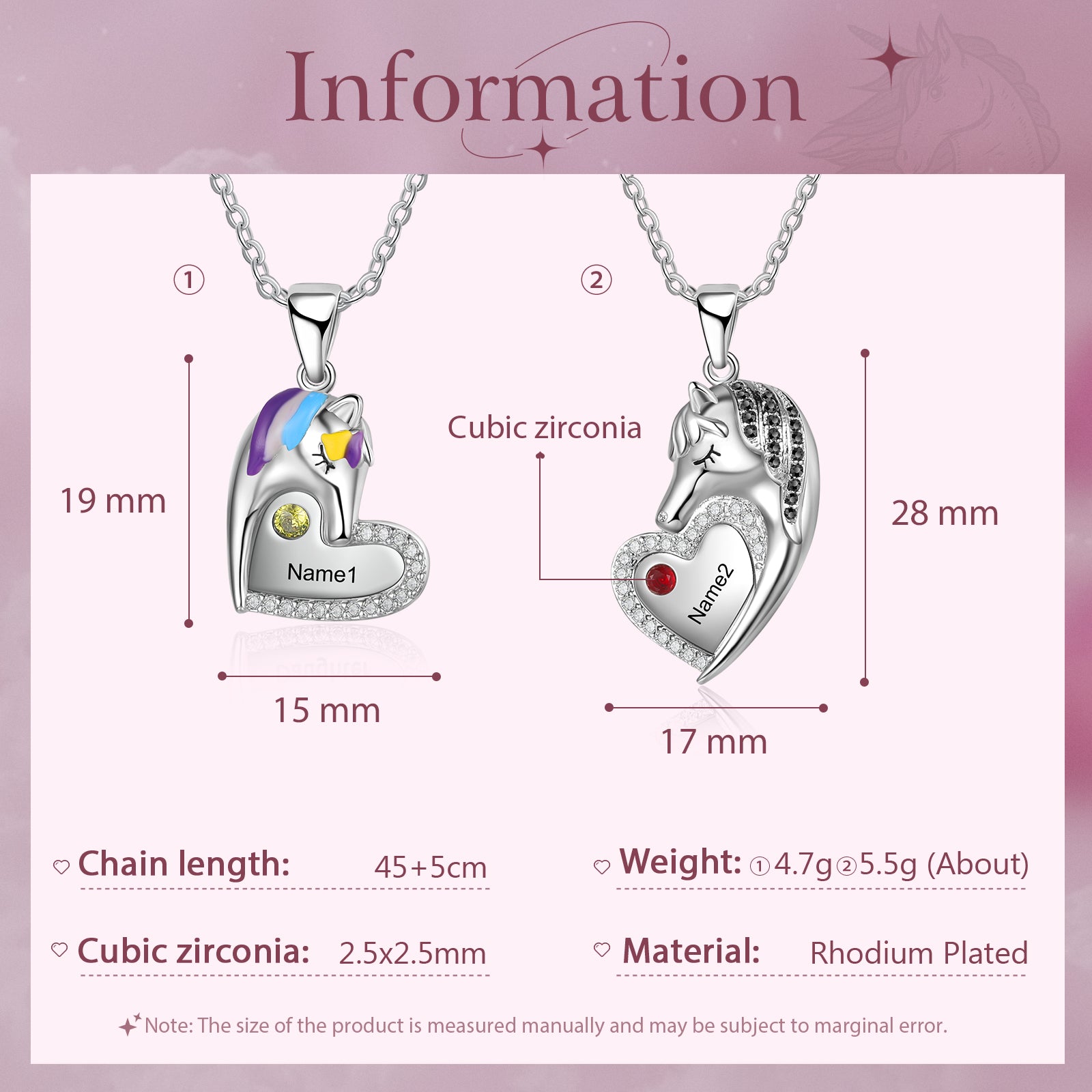 Custom Heart Animal Horse Necklace