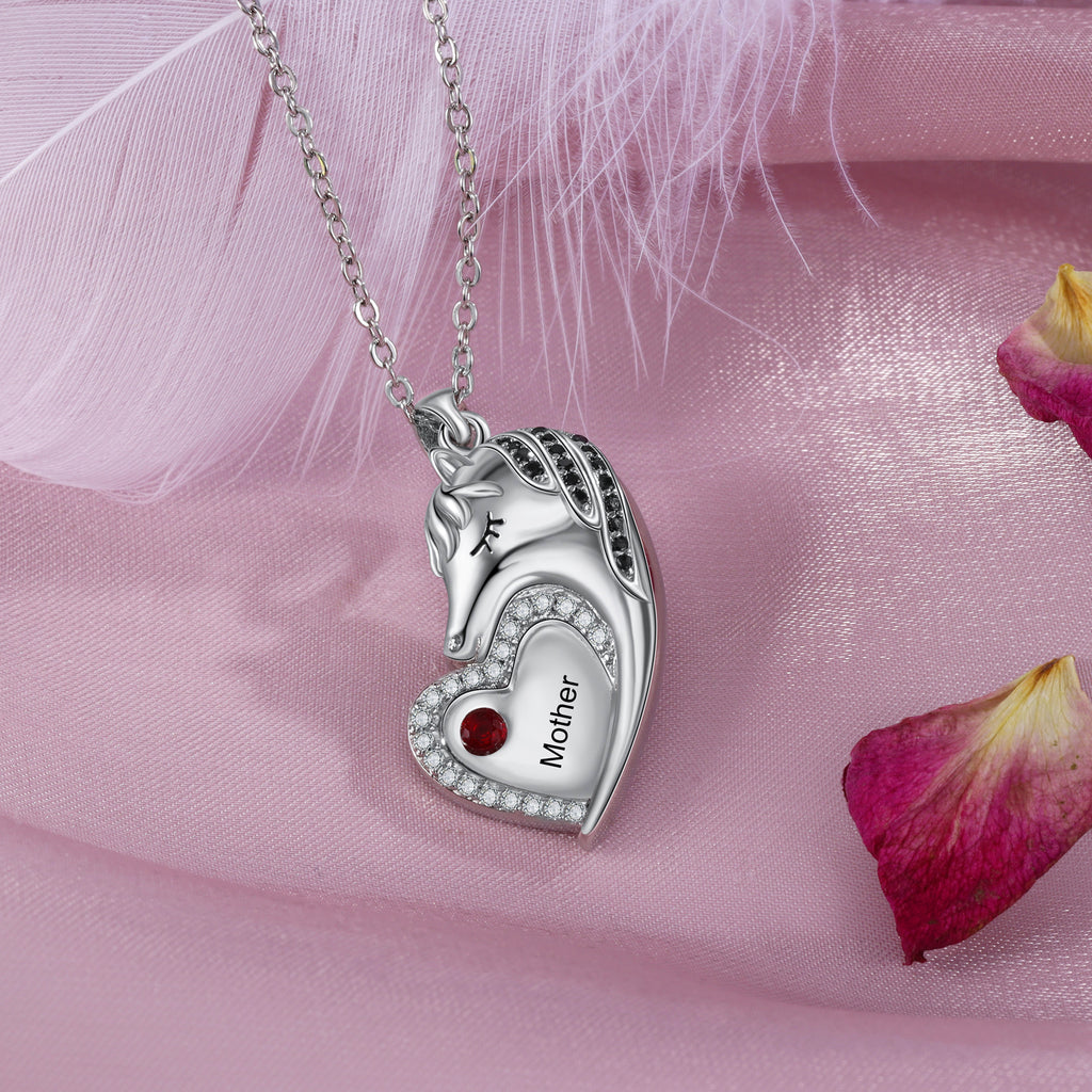 Custom Heart Animal Horse Necklace