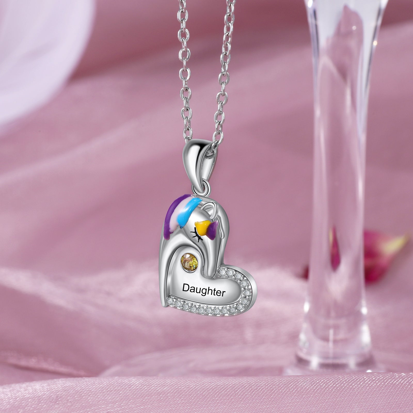 Custom Heart Animal Horse Necklace