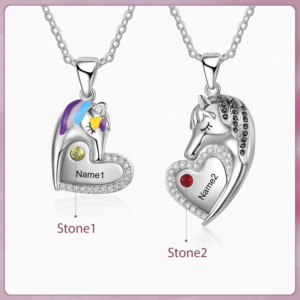 Custom Heart Animal Horse Necklace