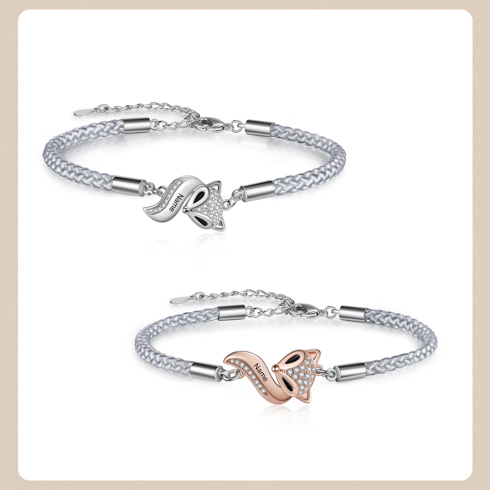 Custom Fox Couple Bracelet for Mother And Daughter