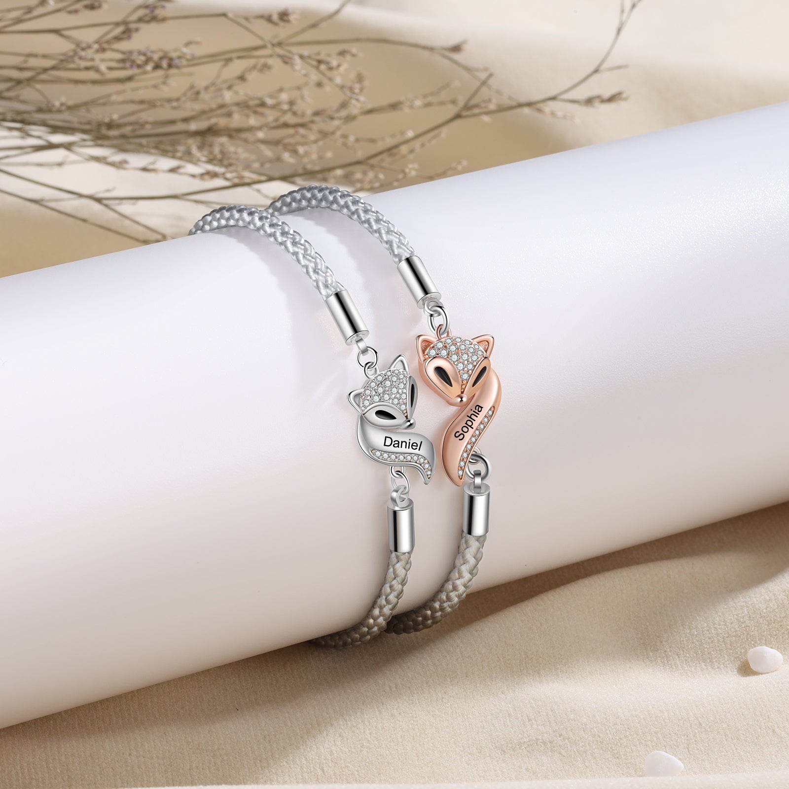 Custom Fox Couple Bracelet