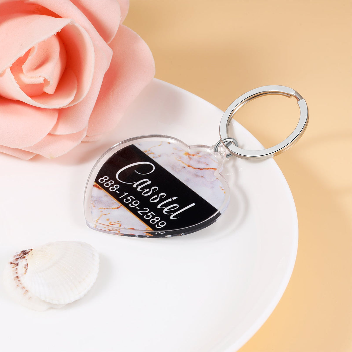 Custom Acrylic Marble Pattern Dog Tag