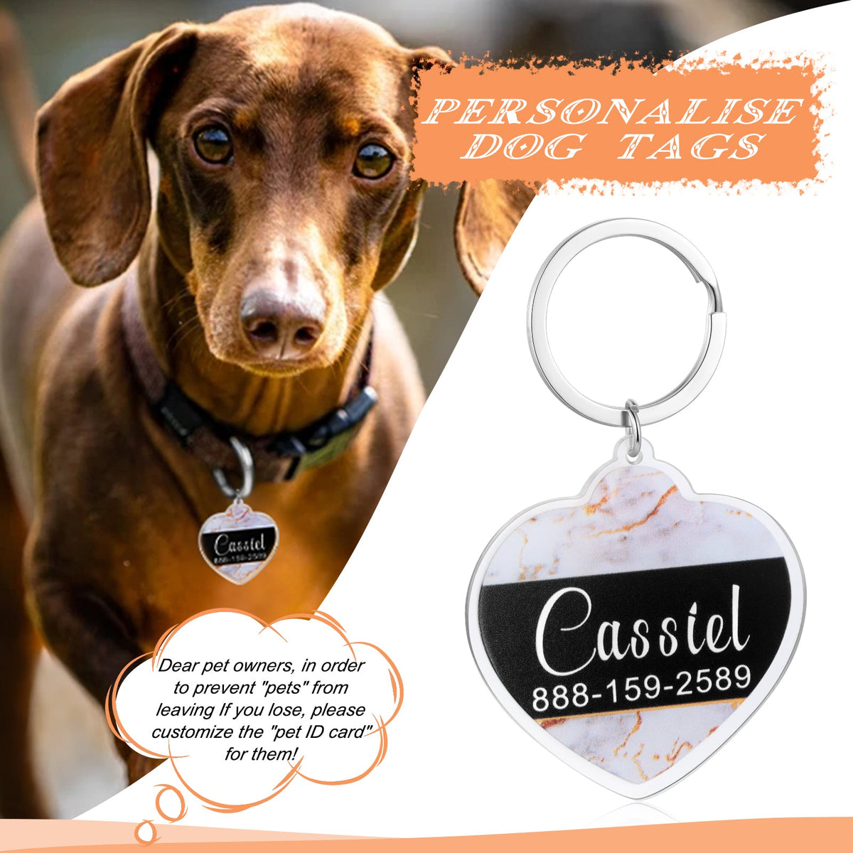 Custom Acrylic Marble Pattern Dog Tag