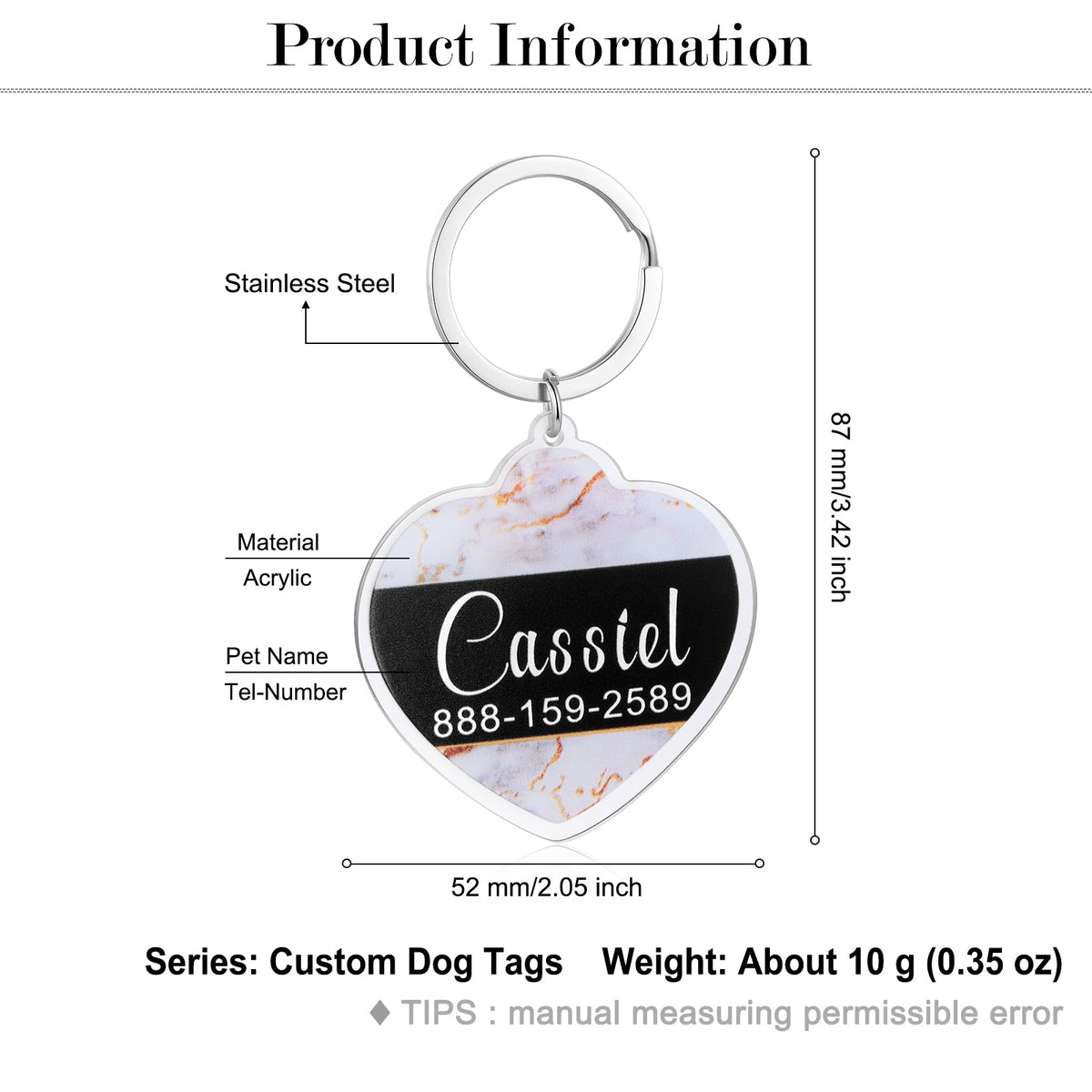 Custom Acrylic Marble Pattern Dog Tag