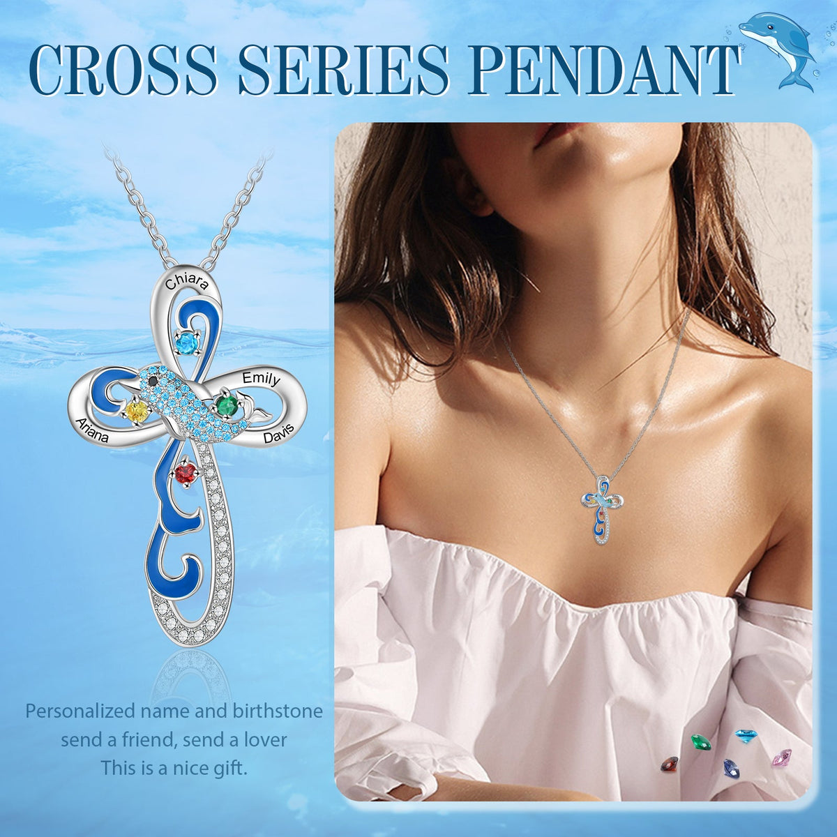 Custom Dolphin Cross Necklace