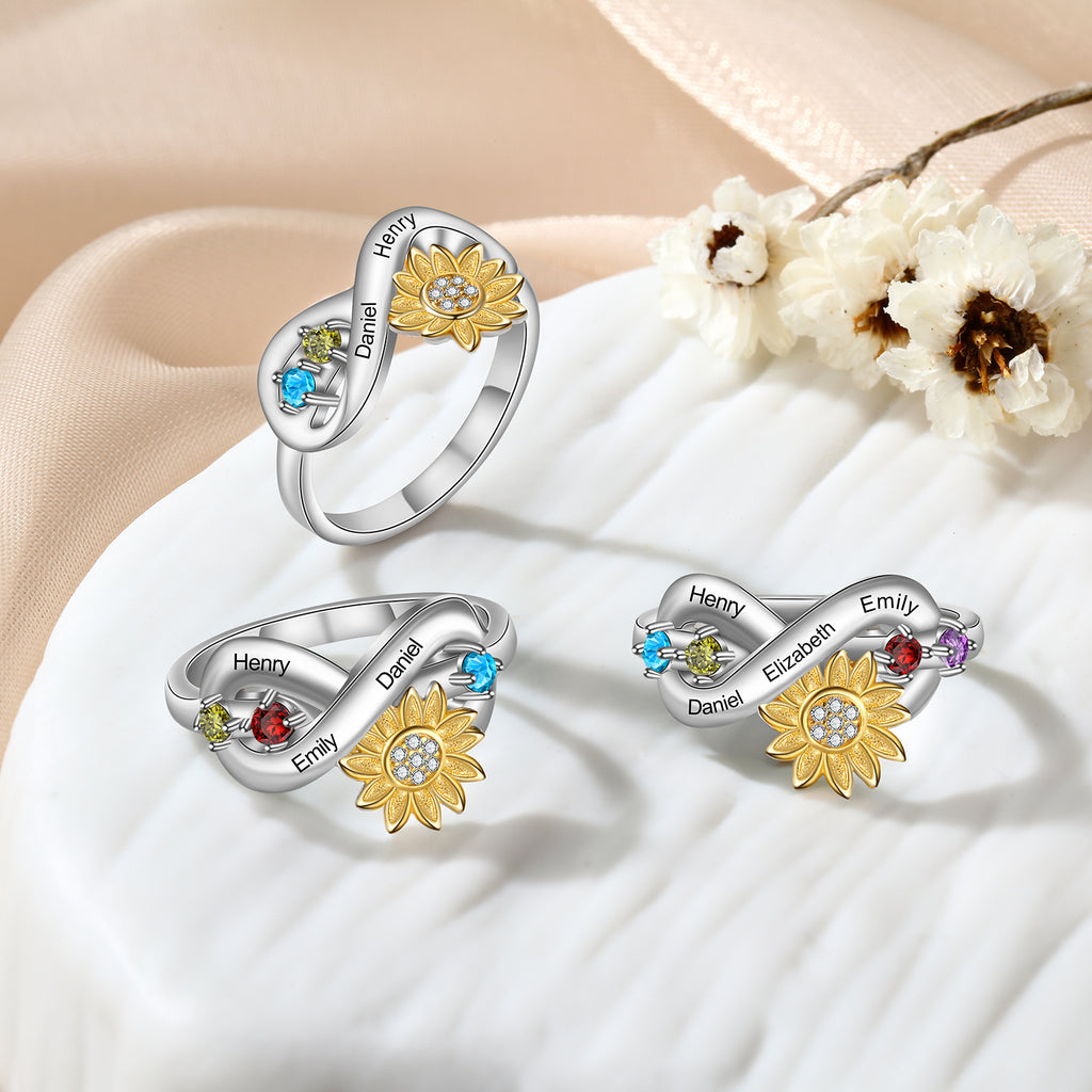 Rhodium Plated Sunflower Ring