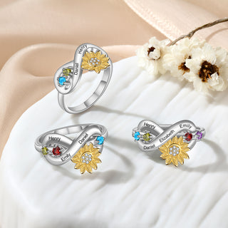 Rhodium Plated Sunflower Ring