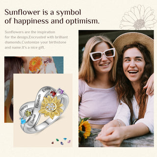 Rhodium Plated Sunflower Ring