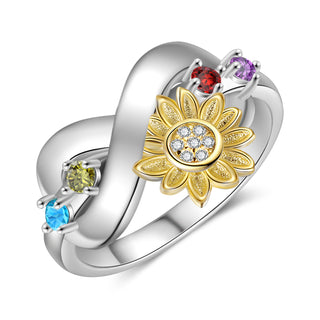 Rhodium Plated Sunflower Ring