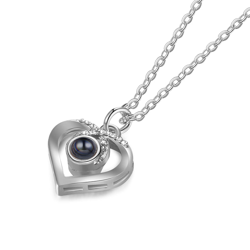 Custom Photo Projection Heart Pendant Necklace