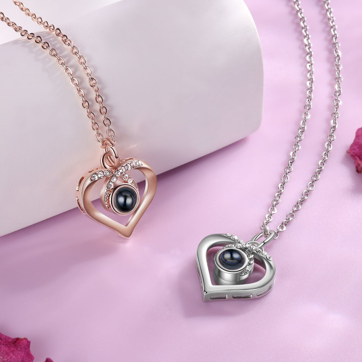 Custom Photo Projection Heart Pendant Necklace