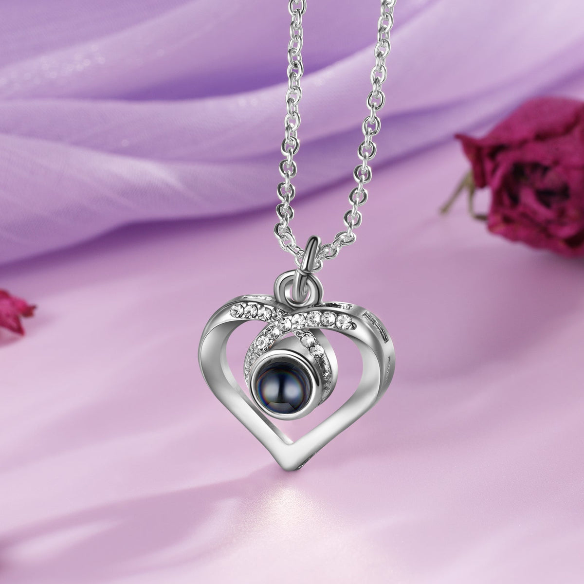 Custom Photo Projection Heart Pendant Necklace