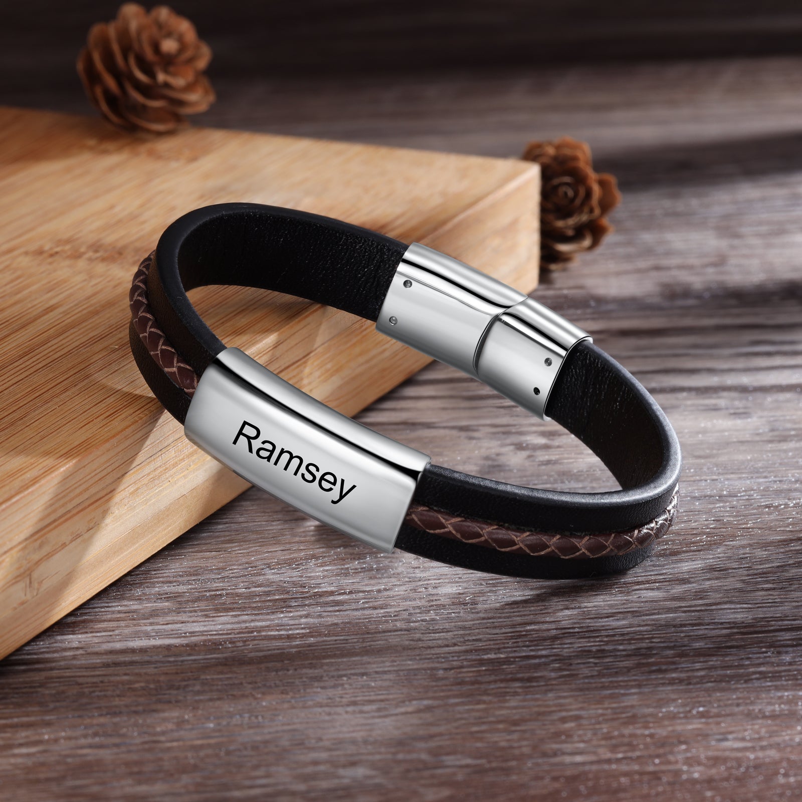 Custom Name Leather Bracelet