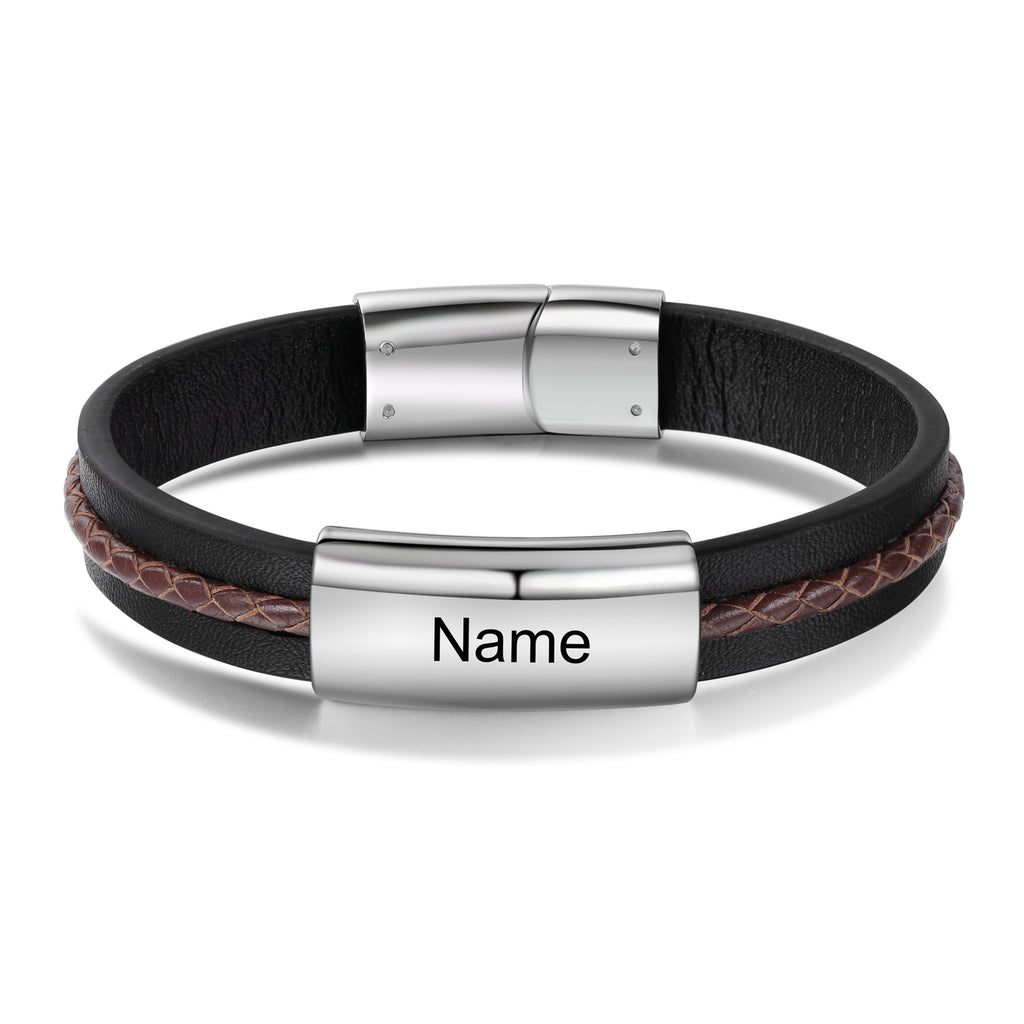 Custom Name Leather Bracelet
