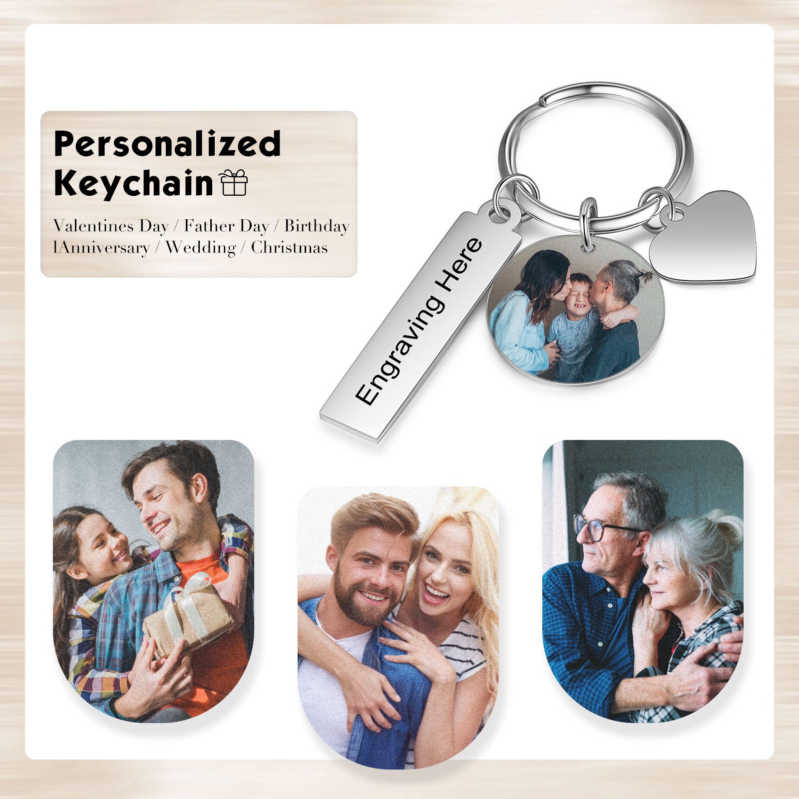Custom Stainless Steel Photo Keychain