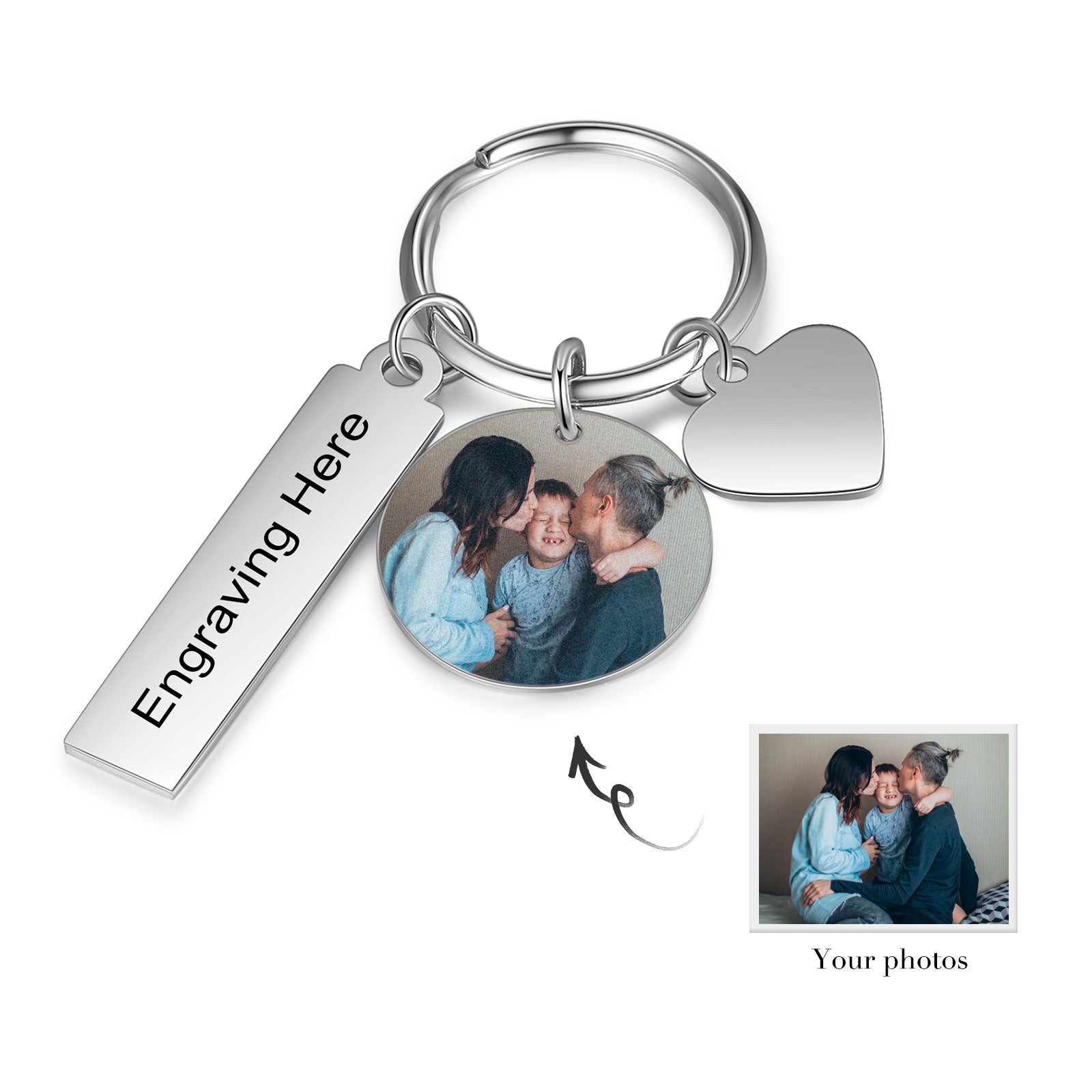 Custom Stainless Steel Photo Keychain