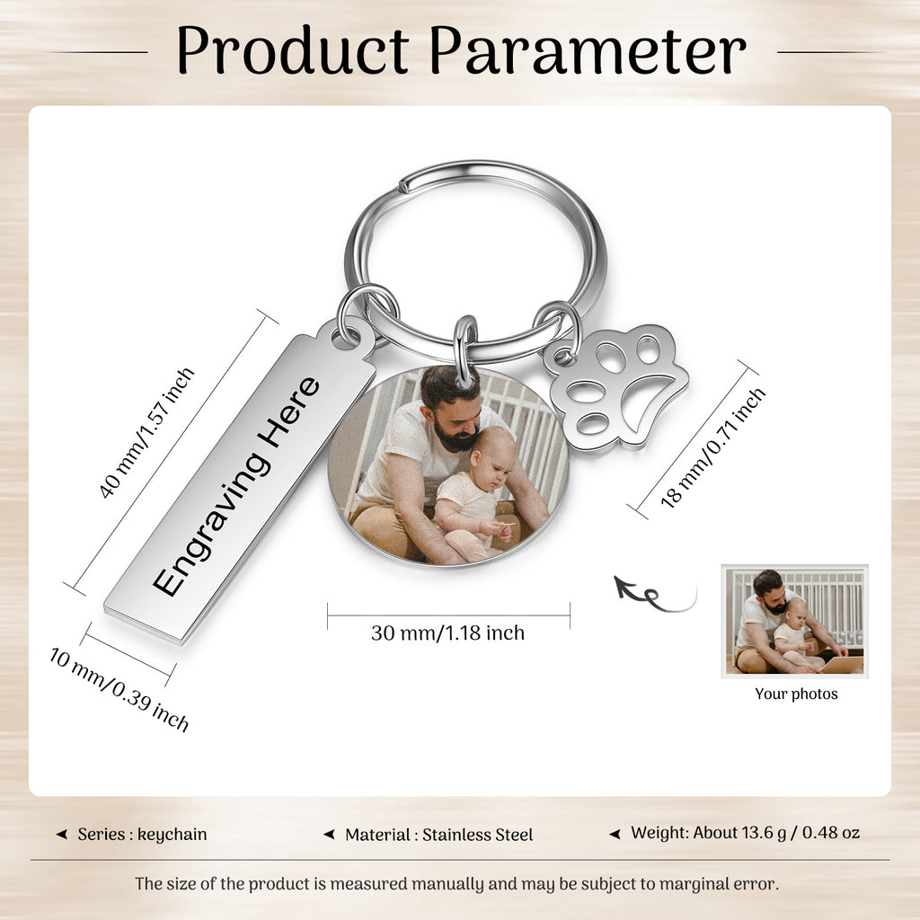 Custom Stainless Steel Photo Keychain