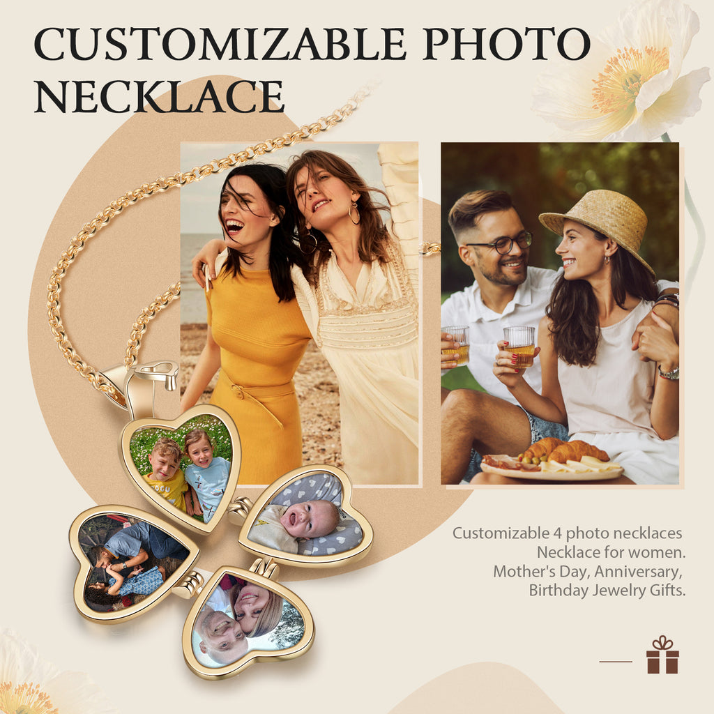 Personalized Rhodium Plated Heart Photo Box Necklace