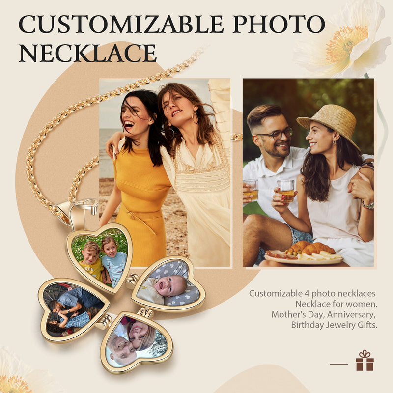 Personalized Rhodium Plated Heart Photo Box Necklace