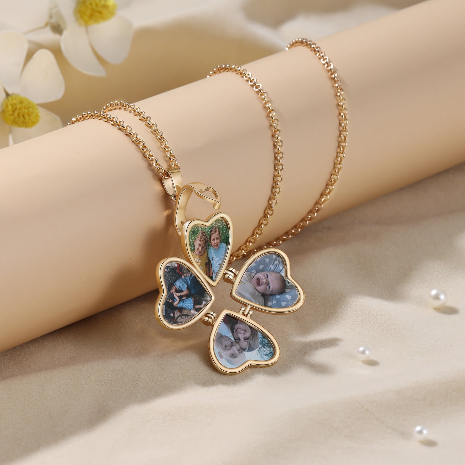Personalized Rhodium Plated Heart Photo Box Necklace