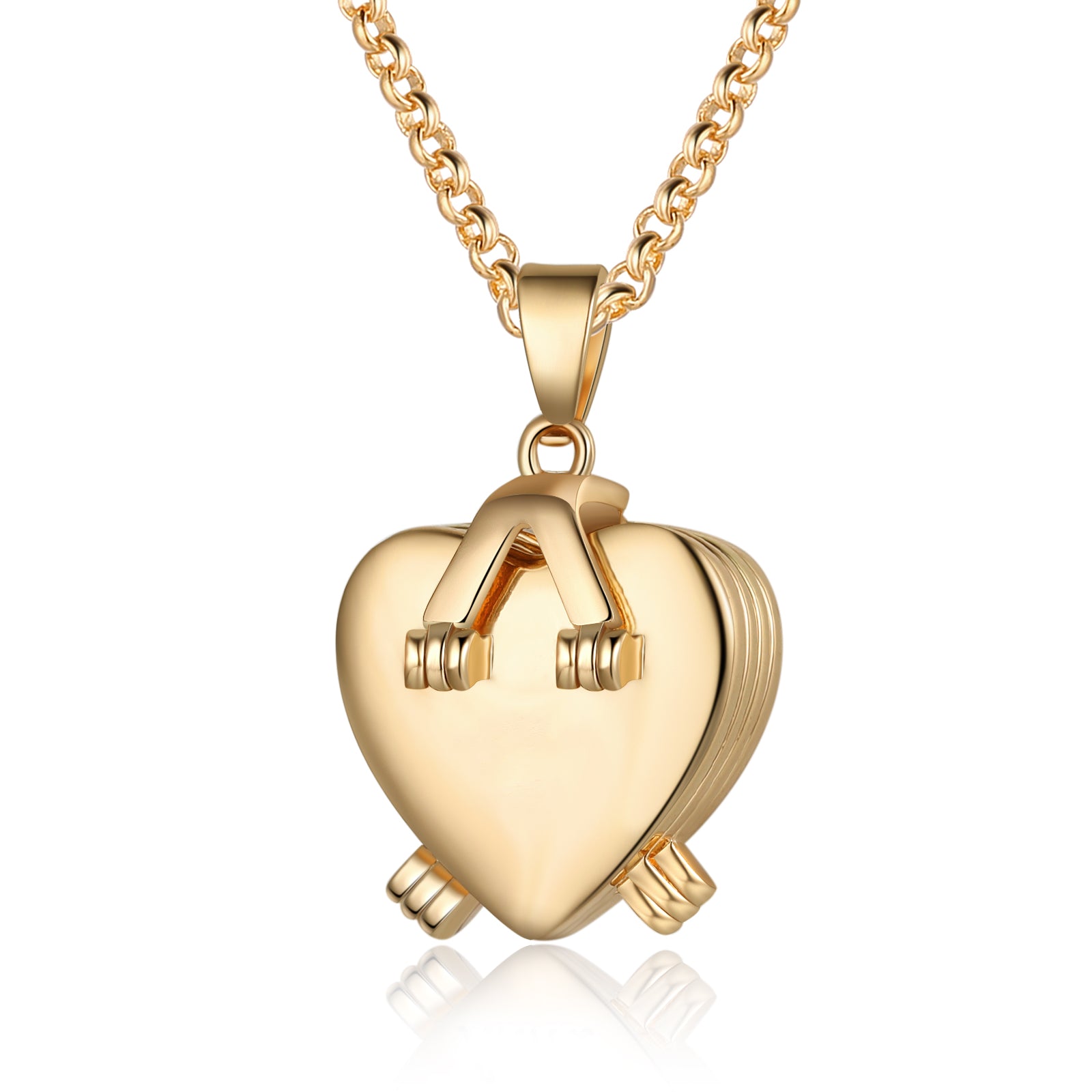 Personalized Rhodium Plated Heart Photo Box Necklace