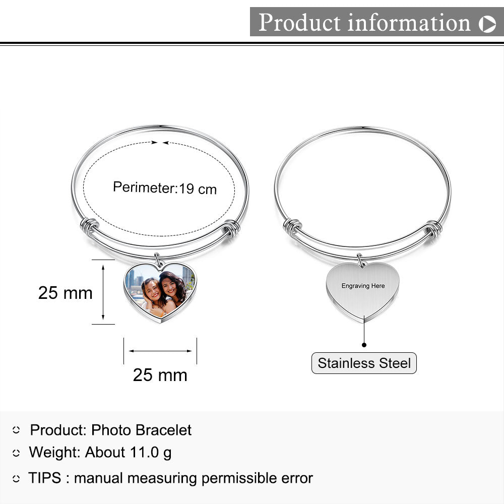 Personalized Stainless Steel Photo Bracelet