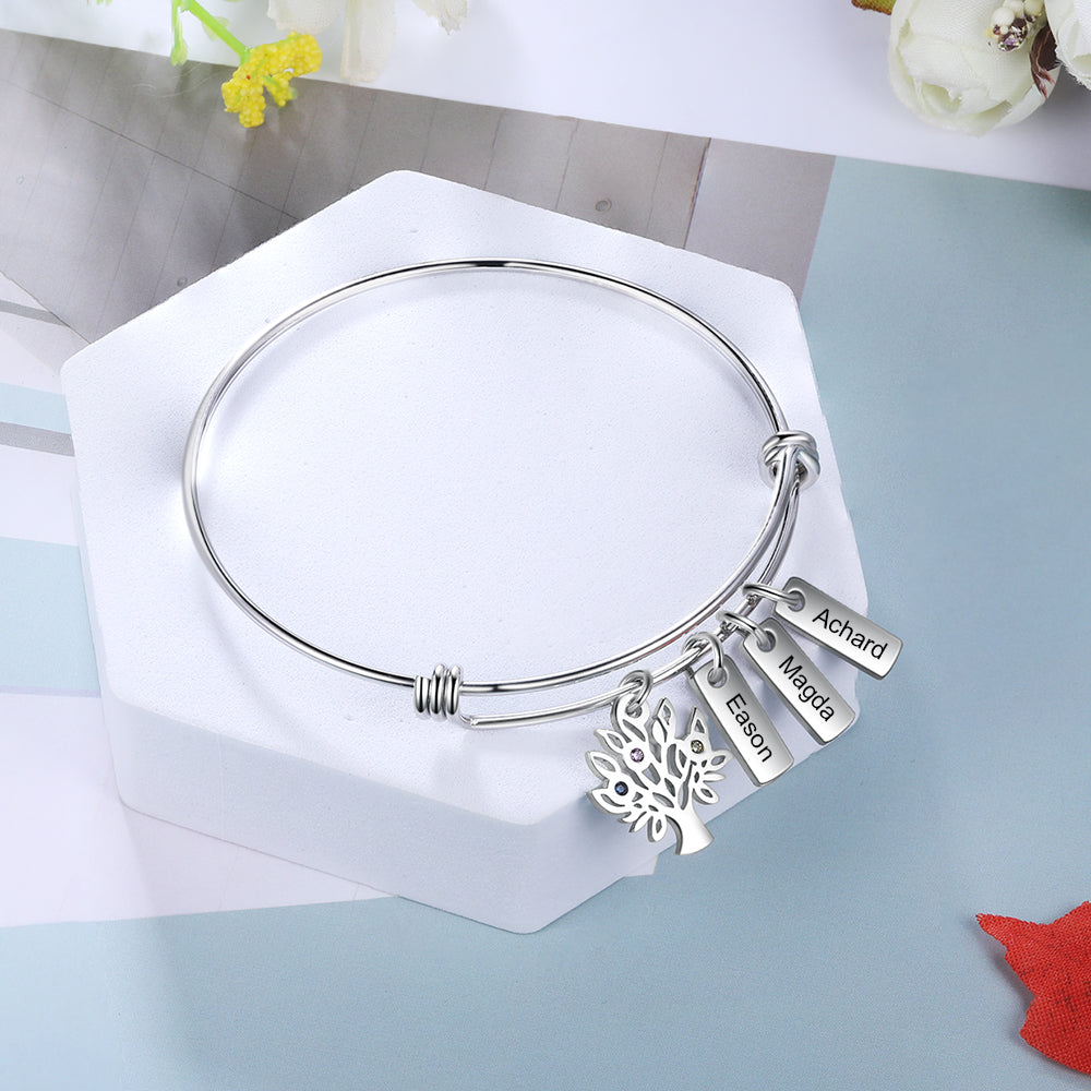Birthstone & Engraved Stainless Steel Bracket