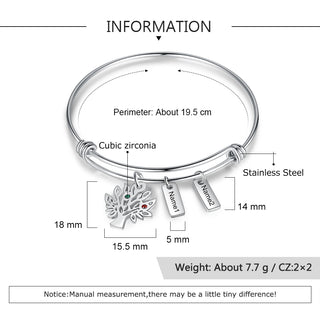 Birthstone & Engraved Stainless Steel Bracket