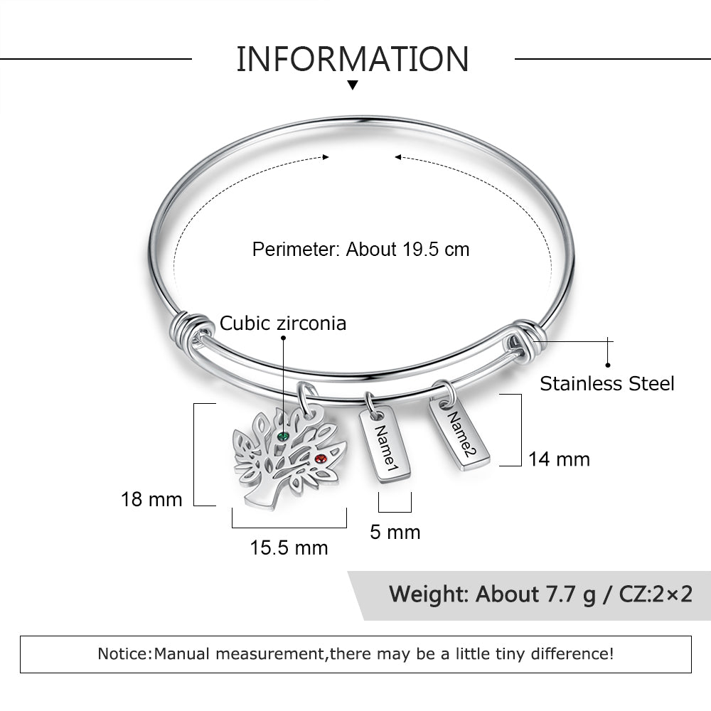 Birthstone & Engraved Stainless Steel Bracket