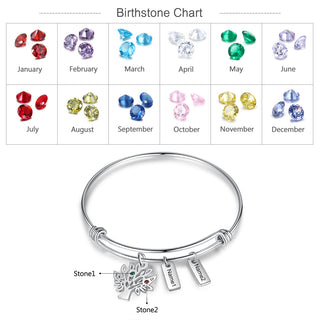 Birthstone & Engraved Stainless Steel Bracket