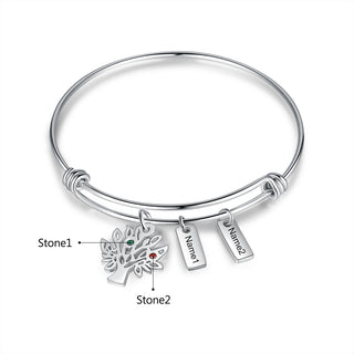 Birthstone & Engraved Stainless Steel Bracket
