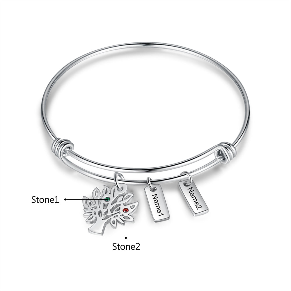 Birthstone & Engraved Stainless Steel Bracket