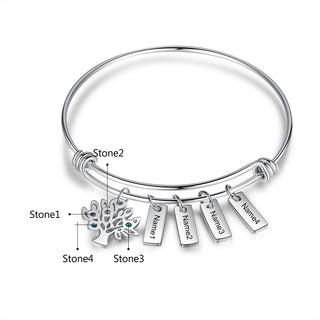 Birthstone & Engraved Stainless Steel Bracket