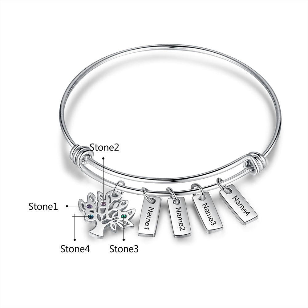 Birthstone & Engraved Stainless Steel Bracket