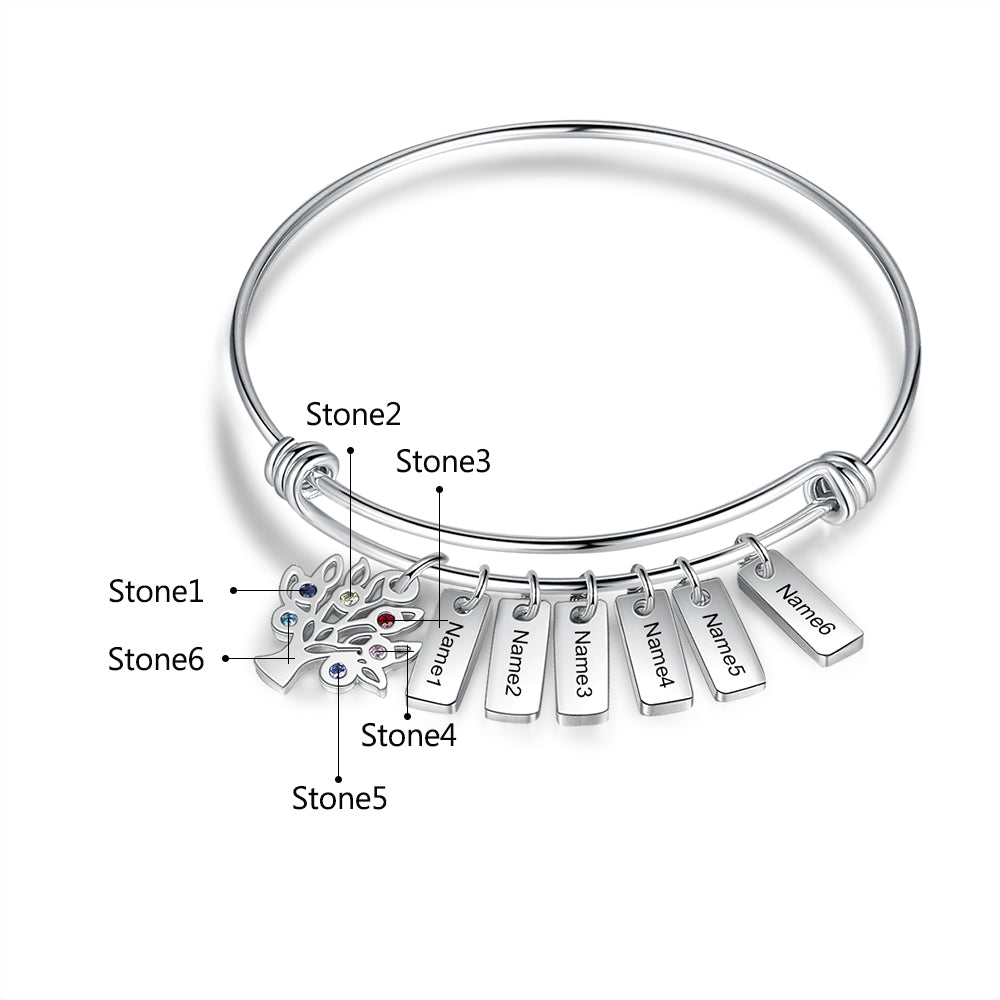 Birthstone & Engraved Stainless Steel Bracket